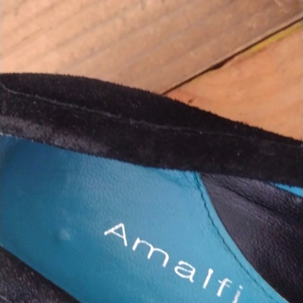 Amalfi Black Suede Slip On Shoes Made in Italy Size 6.5